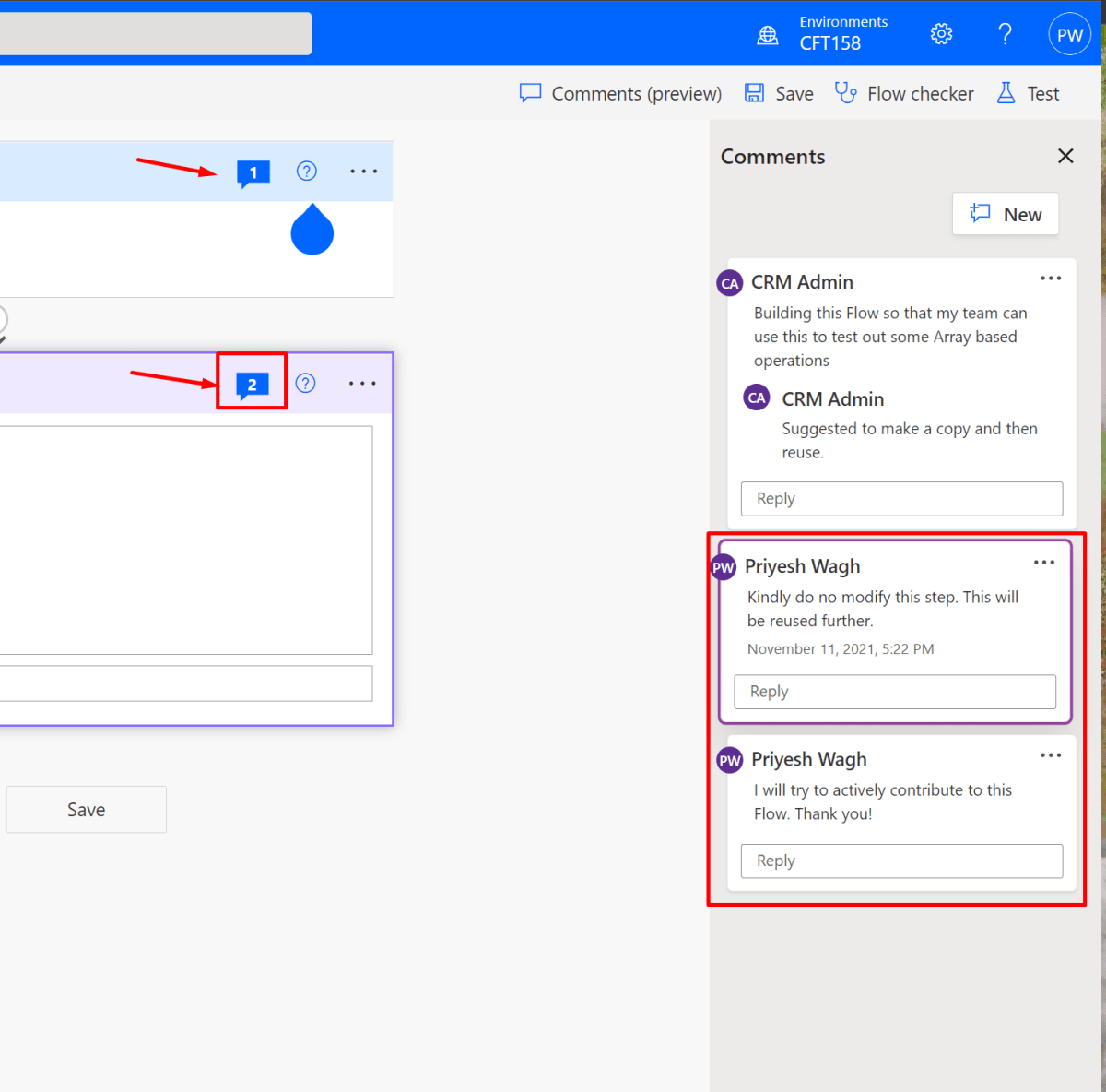 Comments in Power Platform [Preview] | Power Automate&nbsp;example