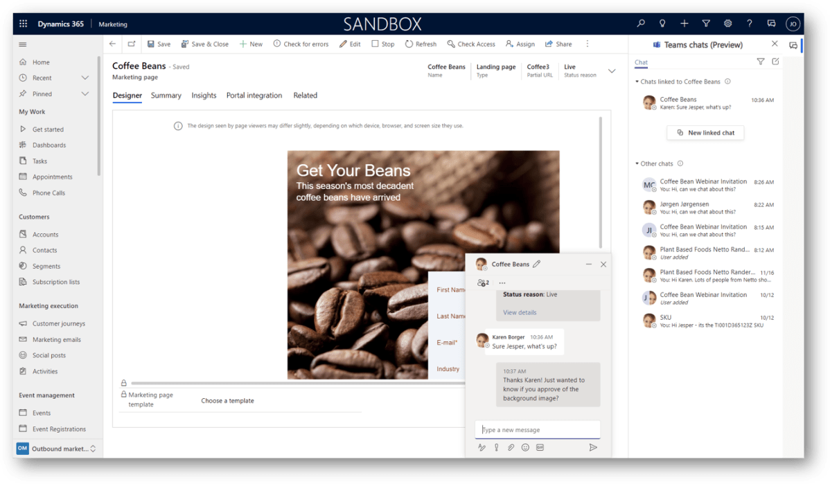 Enabling Teams Chat for your Dynamics 365 Marketing&nbsp;records