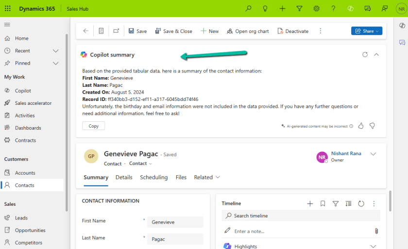 How to – Configure Copilot Row Summary for tables main form – Dataverse / Dynamics&nbsp;365